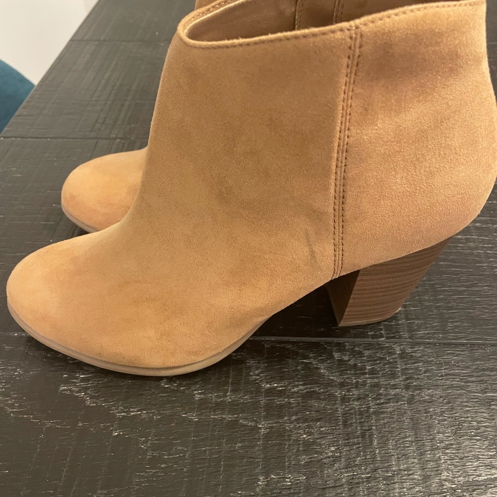 Tan suede booties